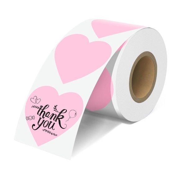Handmade Other - 100 Custom QR Code Thank You Stickers Pink Heart Thank You Sticker 3”